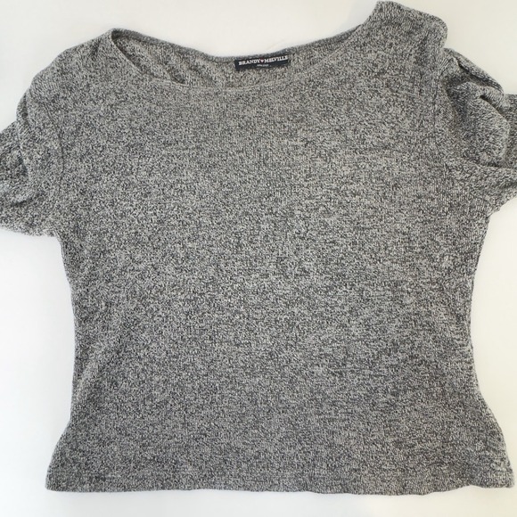 Brandy Melville Top Gray Cropped Long Sleeve Crew Neck - Picture 12 of 12